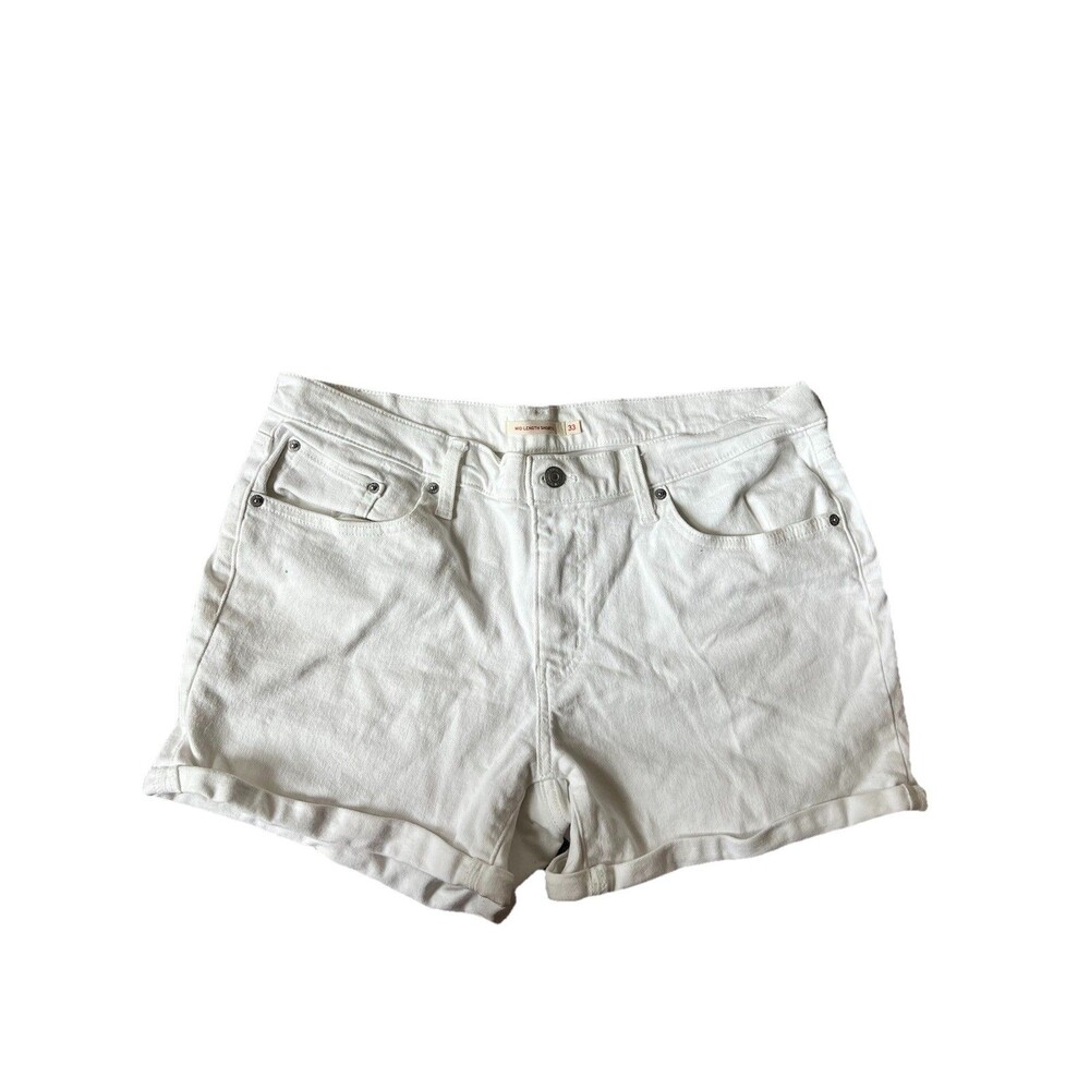 Levi’s White Mid Length Denim Shorts Women’s 33 100% Cotton